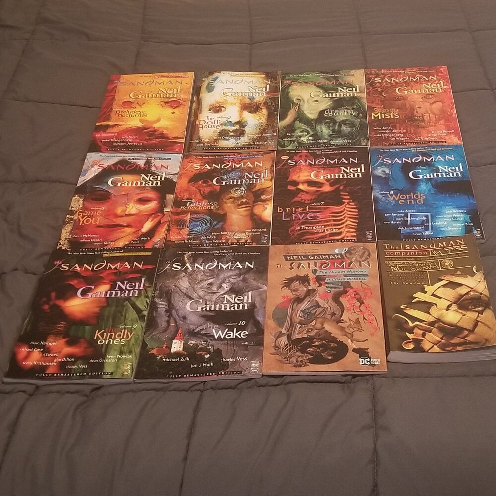 The Sandman Complete Series Vol 1-10 by Neil Gaiman and Sandman Companion Guide